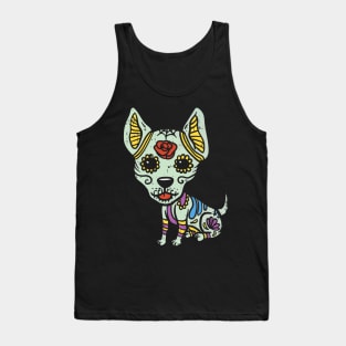 Chihuahua Skull Floral Skeleton Tank Top